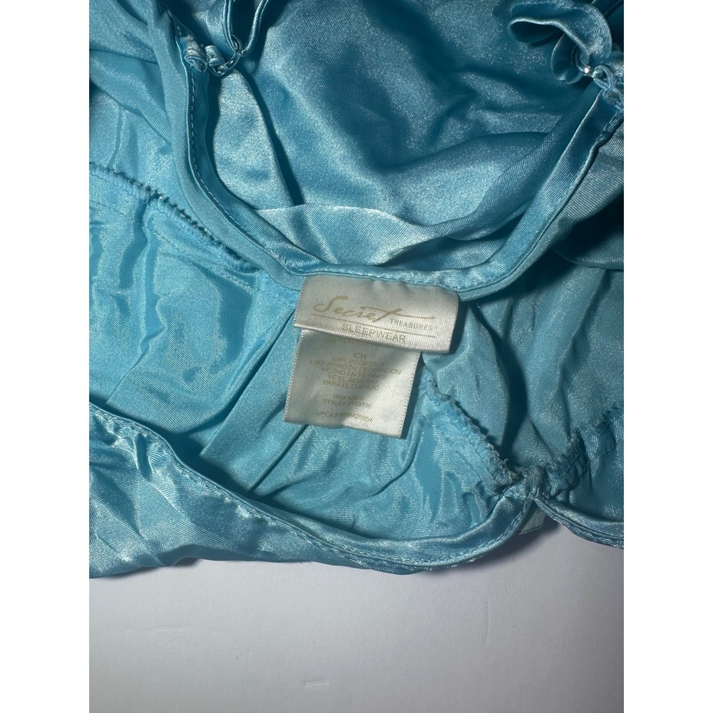 Secret Treasures Blue Satin Floral Embroidered Chemise Nightgown - Picture 6 of 9